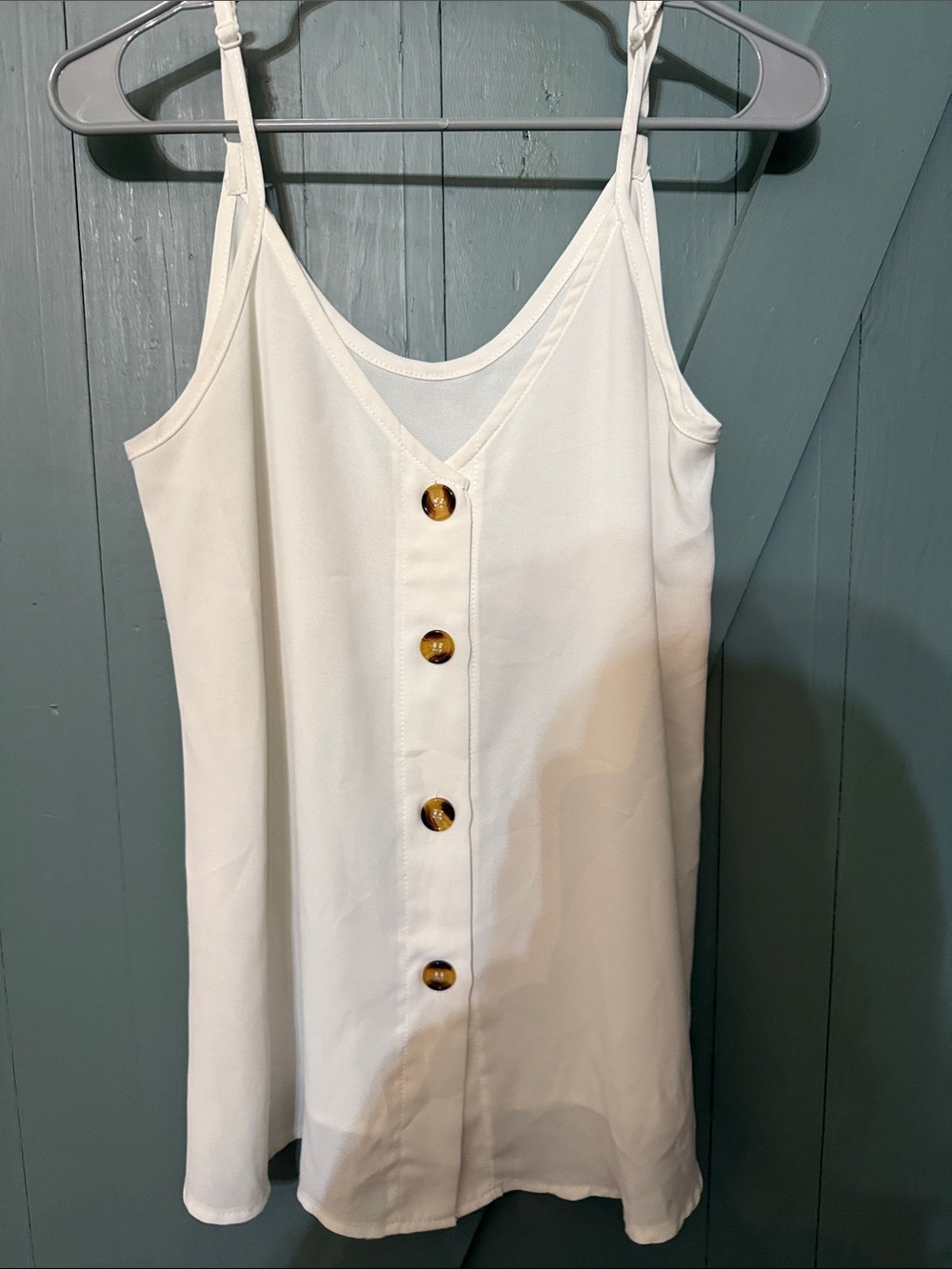 Anthropologie White Button-Front Sleeveless Cami with Tortoiseshell Buttons